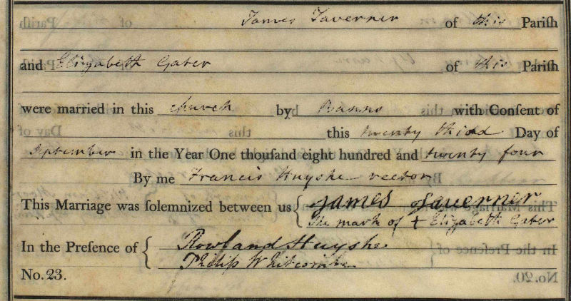 Cert of Mariage by Banns- Clyst Hyden 1824