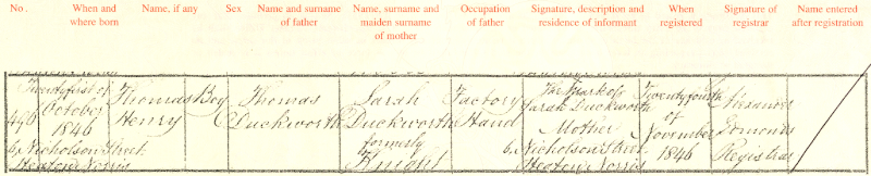THDuckworth birth cert 1846